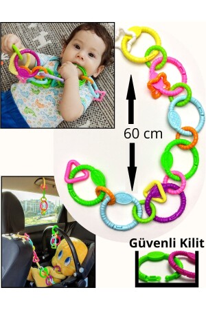 Zincir Dişlik - 17 Parça Kilitli Diş Kaşıyıcı Çıngırak 60 Cm - 4