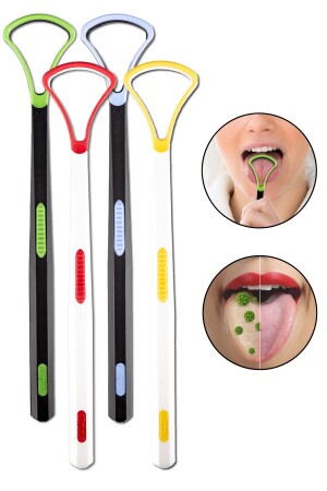 Zungenreinigungsset 4-teilig, Zungenschaber, Zungenreiniger, hygienische Silikonspitze, Zungenreinigungsstab - 1