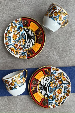 Zwei gemusterte, doppelt gemusterte Canga-Serie Kaffeetassen-Set für 2 Personen Präsentationsservice-Set PDCNG02KT00 - 2