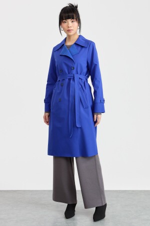 Zweireihiger Trenchcoat aus Saks - 1