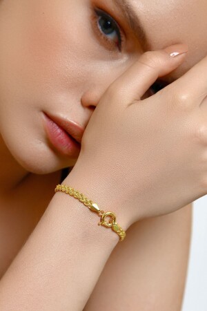 Zweireihiges geflochtenes Armband aus 14 Karat Gold mit Seildrehung - 2