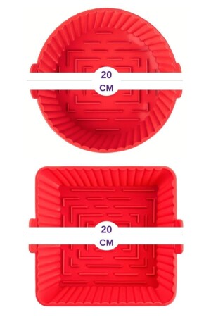 Zwölf quadratische und runde Airfryer-Silikon-Backbehälter-Set 20 cm – 2er-Set, kompatibel mit Heißluftfritteusen SL099-SL101 - 4