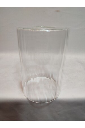 Zylinder-Kronleuchter aus Glas. Transparent, selbstgestreift. (E. 27)Durchmesser:10. 00cm-h:15. 00cm. normal, je nach Leuchtmittel: ZYLINDERGLAS, TRANSPARENT, GESTREIFT - 3