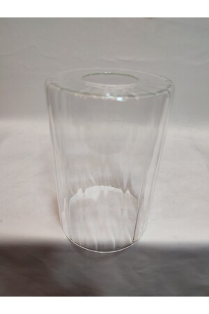 Zylinder-Kronleuchter aus Glas. Transparent, selbstgestreift. (E. 27)Durchmesser:10. 00cm-h:15. 00cm. normal, je nach Leuchtmittel: ZYLINDERGLAS, TRANSPARENT, GESTREIFT - 6