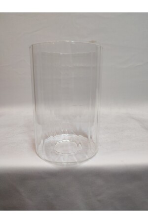 Zylinder-Kronleuchter aus Glas. Transparent, selbstgestreift. (E. 27)Durchmesser:10. 00cm-h:15. 00cm. normal, je nach Leuchtmittel: ZYLINDERGLAS, TRANSPARENT, GESTREIFT - 10