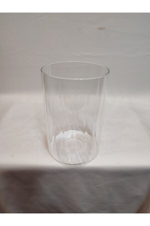 Zylinder-Kronleuchter aus Glas. Transparent, selbstgestreift. (E. 27)Durchmesser:10. 00cm-h:15. 00cm. normal, je nach Leuchtmittel: ZYLINDERGLAS, TRANSPARENT, GESTREIFT - 11