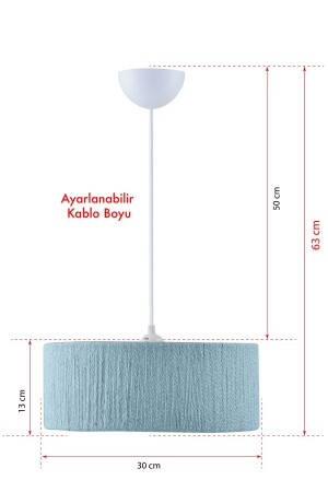 Zylindrischer böhmischer Kronleuchter aus Korbgeflecht, türkisblau, EV-346 - 4